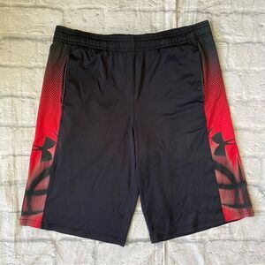 Under Armour youth L loose fit basketball activewear shorts black & red